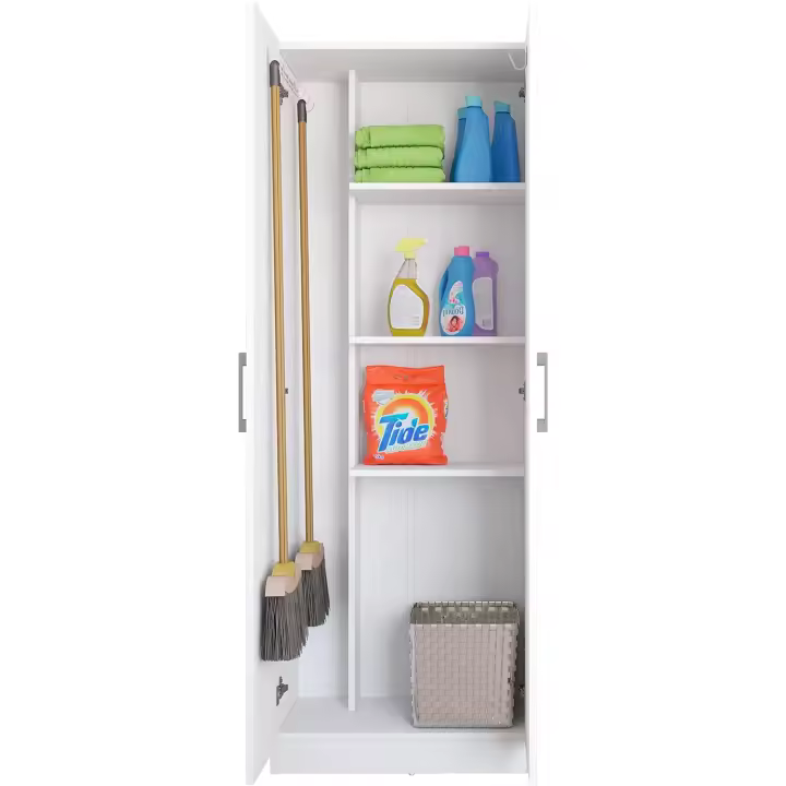 escobero Multiusos Dos Puertas en Color Blanco (Alto 170 cm/Ancho 61 cm/Fondo 32 cm) - 1