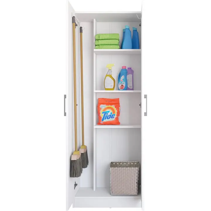 escobero Multiusos Dos Puertas en Color Blanco (Alto 170 cm/Ancho 61 cm/Fondo 32 cm) - 1