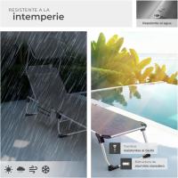 Tumbona Jardín Exterior de Aluminio, Tumbona Plegable con Reposacabezas, Parasol y Bolsillo Lateral, Tumbona Playa Reclinable en 6 Posiciones, Tumbona Piscina Resistente a Intemperie - Gris - details 14
