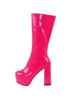Botas de longitud media para mujer, con plataforma impermeable, tacón grueso, cremallera lateral, botas de moda de charol, Otoño/Invierno 2025 - details 10