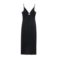 Vestido Largo Sexy Negro con Decoración Hueca para Mujer con Temperamento, Verano 2025 - details 1