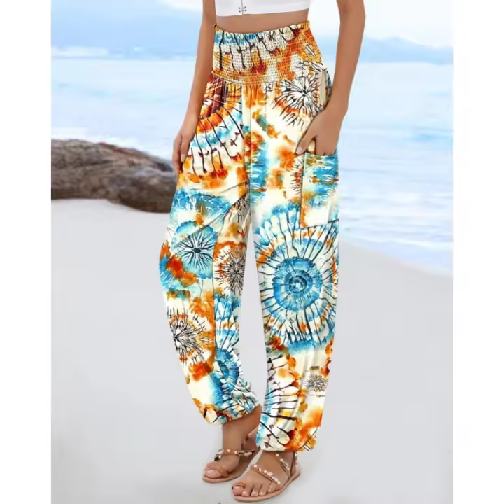 2025 Europa Y Los Estados Unidos Nuevo, Primavera Y Verano Señoras Suelta De Cintura Alta Impreso Pantalones Casuales Mujer - 1