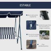 Columpio de Jardín de 3 Plazas Balance Exterior con Techo Ajustable y Marco de Acero Carga 240kg - details 12