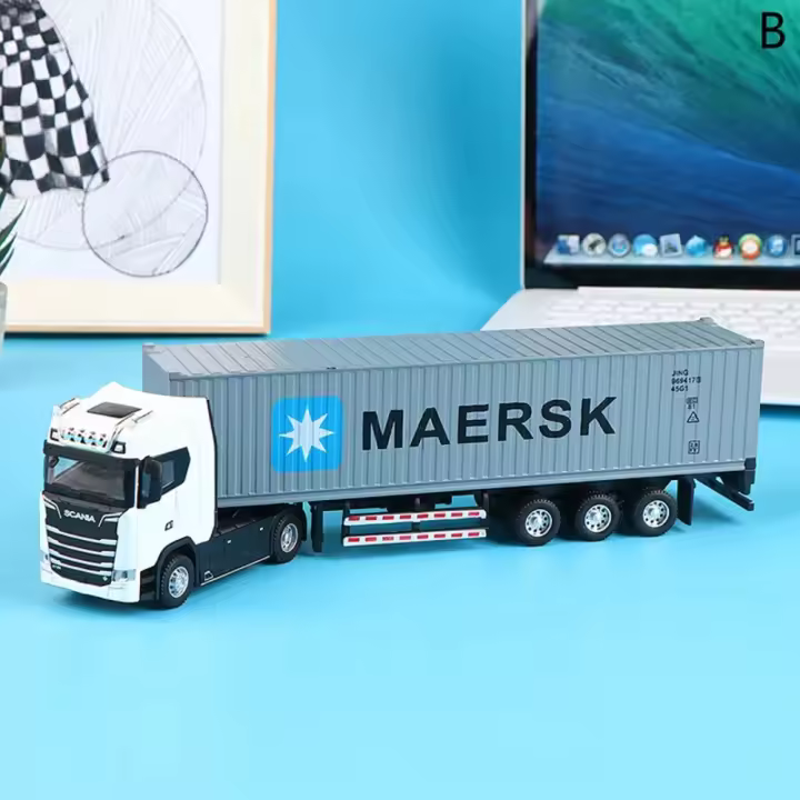 Cabeza de camión de aleación fundida a presión para niños, contenedor de juguete, camión extraíble con luz, vehículo de transporte de ingeniería, 1 piezas, 1:36 - 1