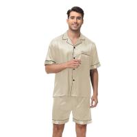 Conjunto de Pijama de Manga Corta para Hombre de Talla Grande Pantalones Cortos de Satén, Ropa de Dormir Fresca, Traje de Pijama Informal de Verano - details 9
