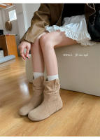 Interior aumento de altura retro heap botas mujer otoño invierno plisado western cowboy botas slim botines - details 17