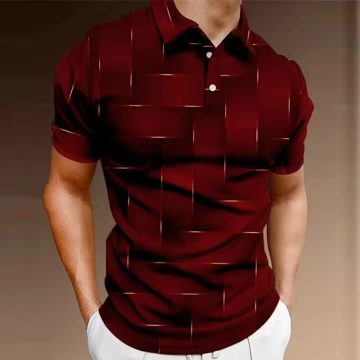 Jersey POLO camisa botones color sólido mangas cortas moda retro commuter hombres mangas cortas. - 1