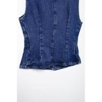 Conjunto de dos piezas para mujer Denim st, mangas con cuello en V, pantalones vaqueros largos informales elegantes para mujer - details 9