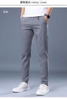 Calidad verano fino Casual a cuadros pequeño occidental largo recto pierna adelgazante pantalones de hombre adolescente - details 5