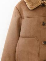 TRAFZA-abrigos gruesos de Invierno para mujer, chaquetas cálidas elegantes de manga larga con cuello vuelto de un solo pecho, Color sólido, a la moda - details 6