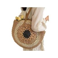 Cuerda De Papel Color Hueco Bolsa De Paja De Disco Grande Bolsa De Playa Casual Bolsa Tejida De Moda De Hombro Bolsa De Mujer - details 4