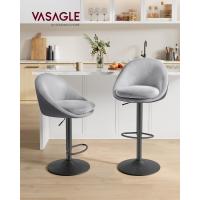 Taburete de bar, juego de 2, taburete de barra, regulable en altura, giratorio 360 ° Silla de cocina con respaldo, base, reposapiés, acero, para mostrador, comedor, blanco - details 15