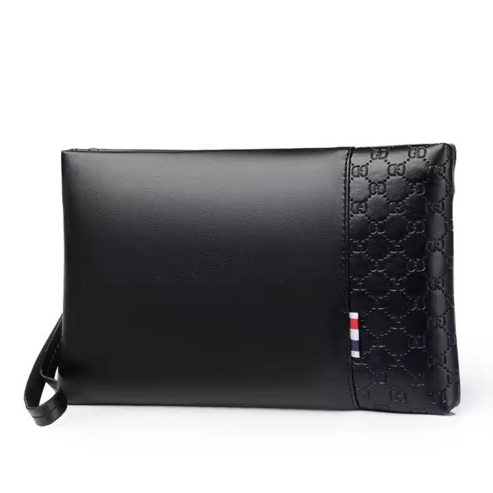 Bolso de Mano de Cuero Superfibra Negro Gran Capacidad, Durabilidad Fuerte, Resistencia al Desgaste Suave, Tamaño 25*16*3cm, Peso 150g - 1