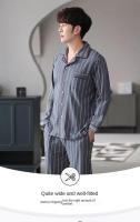 100% algodón para hombre, pantalones largos de manga larga para otoño e invierno, sección delgada de pijamas de mediana edad, ropa de dormir, traje para el hogar, ropa de descanso - details 4