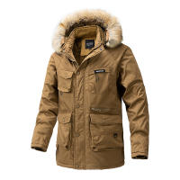 Chaqueta gruesa de lana para hombre, abrigo a prueba de viento con Cuello de piel y capucha, Parka informal de marca clásica, a la moda, novedad de invierno, 2024 - details 9