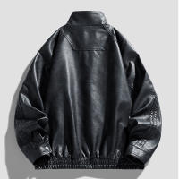 Abrigo a prueba de viento con solapa Retro a la moda para hombre, nueva chaqueta de cuero sólido holgada sencilla, Tops informales cómodos y versátiles para otoño e invierno - details 6
