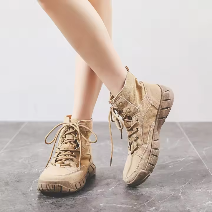 Zapatos de senderismo al aire libre para hombres y mujeres de piel de vaca, zapatos de viaje antideslizantes e impermeables, botas de desierto y zapatos de trabajo - 1