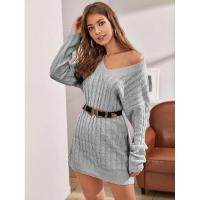 Vestidos de ganchillo de color sólido para mujer, mini vestido de punto con cuello en V, elegante y bonito para fiesta - details 2