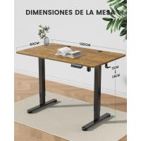 Elevable Eléctrico Mesa Ajustable en Altura 120x60 cm Mesa Oficina con Panel Inteligente 4 Memorias con Gancho para Mochila y Tablero Ensamblado (Marrón Vintage) - details 4