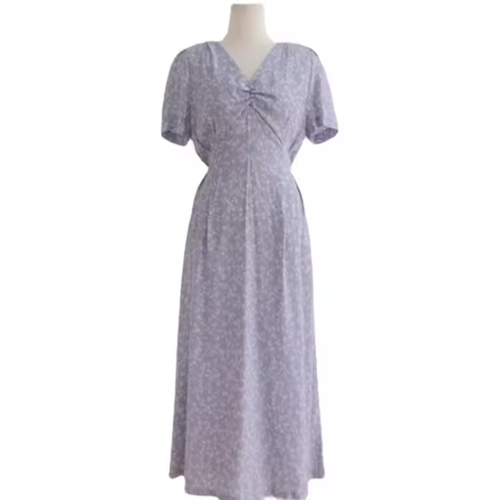 Vestido de mujer vestido de gasa ceñido con cintura floral - 1