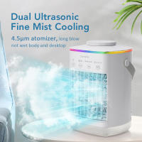Aire acondicionado portátil 5 en 1, enfriador de aire con tanque de agua de 700 ml, 4 velocidades, 7 LED de colores para dormitorios, oficinas, coches - details 1