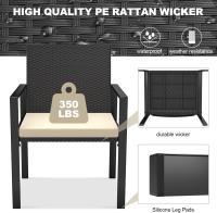 Muebles de jardín de ratán, 4 piezas, muebles de mimbre para patio, 2 sillones, 1 sofá de dos plazas y 1 mesa (negro) - details 19