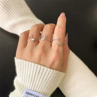 Anillos de Letras para mujer, Plata de Ley 925, A-Z, Iniciales apilables de Nombre, Anillo Abierto con Talla Ajustable - details 27