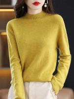 100% suéter de cachemira de lana merina, suéter tejido para mujer, jerséis de manga larga con cuello alto, ropa de otoño e invierno, Jersey cálido, Tops - details 3