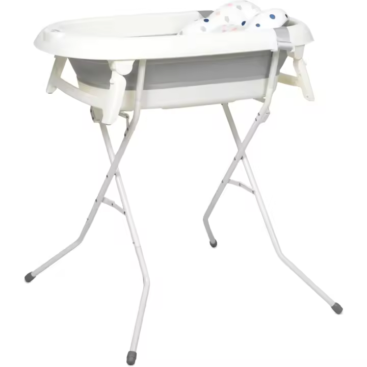 Bañera Bebe con Patas y Cojín Comoda, Facil de Guardar, con Tapón y Patas Antideslizantes - Bañera Bebé Plegable Portatil - Asiento Bañera Bebe - 1