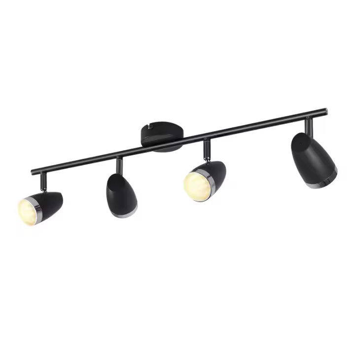 CBJKTX Foco de Techo LED Moderno 4 Bombillas 4W Negro 3000K Regulable 350 ° - 1