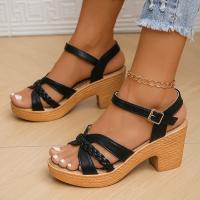 Zapatos de tacón con cordones para mujer, sandalias de gladiador de plataforma de verano, zapatos de playa casual resort con tiras al tobillo - details 12