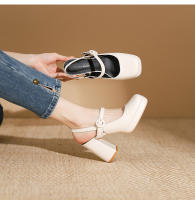 Zapatos Mary Jane de charol con punta cuadrada y tacón en bloque estilo hada = - details 9