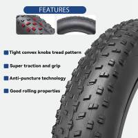 Neumáticos de bicicleta eléctrica de repuesto, neumáticos plegables compatibles con bicicleta de nieve de montaña ancha, 20x4,0 pulgadas - details 3