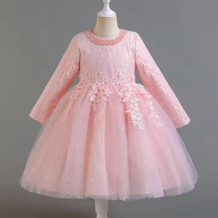 Vestido de actuación de Piano para niña, vestido de princesa de cumpleaños con flores para niña, tul hinchado de alta gama, pasarela - 1
