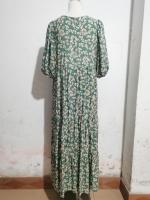 Vestido suelto de manga media con cuello redondo y falda larga floral informal retro de talla grande - details 11