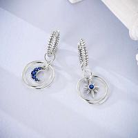 Pendientes coloridos de plata de circonio, cruz, calavera, torre de hierro, pluma estilográfica, taza de café, estrellas, regalos de mujer, joyería de boda - details 16