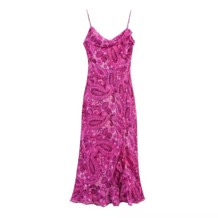 BUNO-vestido elegante fino con tirantes y lazo en la espalda, vestidos largos con diseño sin espalda, novedad de verano 2025, ropa de playa estampada para mujer - 1