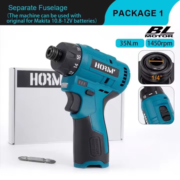 Taladro Eléctrico sin Escobillas Hormy 12V Mini Herramientas de Carpintero Cordless Batería Makita 10.8V Adecuado para 18+1 Herramientas de Rotación - 1