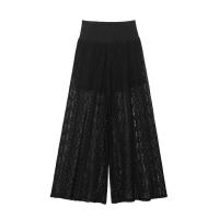 OUWU- Pantalones elásticos de cintura alta vintage de pierna ancha recta para mujer de moda, pantalones largos elegantes para mujer - details 7