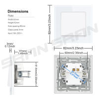 Interruptor de pared estándar europeo, panel de vidrio templado, 82mm x 82mm - details 1