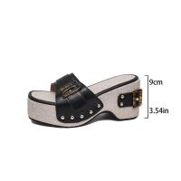 Sandalias de verano para mujer de talla grande, con tacón grueso, hebilla de metal, una tira, para playa. - details 1