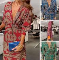 Vestidos Para Mujer Vestido de manga larga elegante con cuello redondo y estampado Retro Para Mujer, Primavera/Verano, 2024 Vestidos de fiesta - details 5