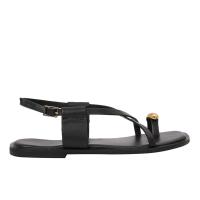 Primavera nuevos zapatos de mujer decoraciones de Metal tira de grano fino Sandalias planas de moda conjunto punta cuadrada zapatos de playa de cabeza - details 3