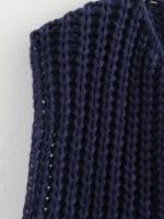 Chaleco de Punto sin Mangas de Moda Coreana para Mujer Cuello en V, Botón Azul, Bolsillos de Adelante, Rojo - details 19