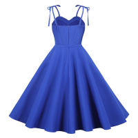 Vestido de fiesta midi sin tirantes de verano para mujer, liso, ajustado, línea A - details 10