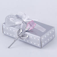 Regalo creativo europeo, varilla de Metal, rosa de cristal, decoración artesanal, regalo de flor simulada para el Día de San Valentín - details 10