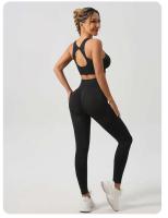 Conjunto de 2 uds de Yoga para mujer, sujetador con espalda hueca + pantalones cortos deportivos para levantamiento de cadera, conjunto de gimnasio sin costuras, ropa deportiva, chándal - details 6