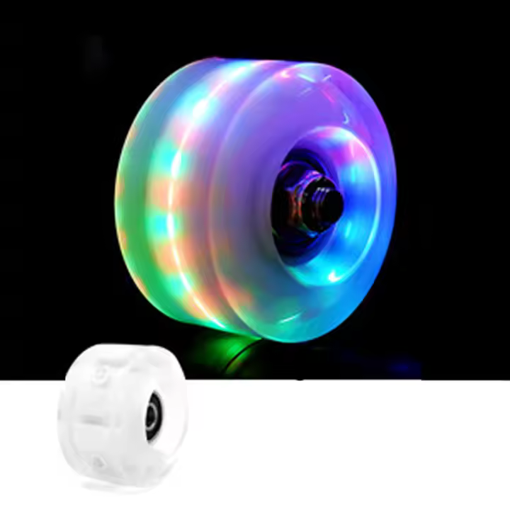 1PC Double Row Luminous Flashing Wheels Four-wheel Skates Accessories PU Roller Wheel - 1