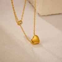Collar de corazón de acero inoxidable de doble capa para mujer - Gargantilla de moda minimalista con diseño único - details 4