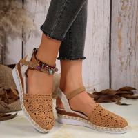 Sandalias de mujer con espalda descubierta y correa hueca, talla grande, informales, transpirables, versátiles, cómodas, con suela gruesa y cuña - details 6